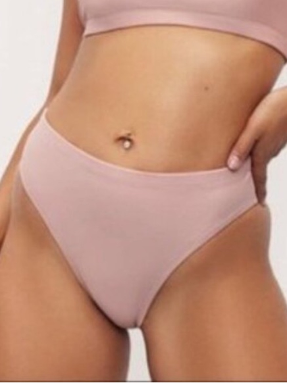 Frederick’s of Hollywood Vedra Bikini Bottom High Leg Cheeky Blush Pink Medium